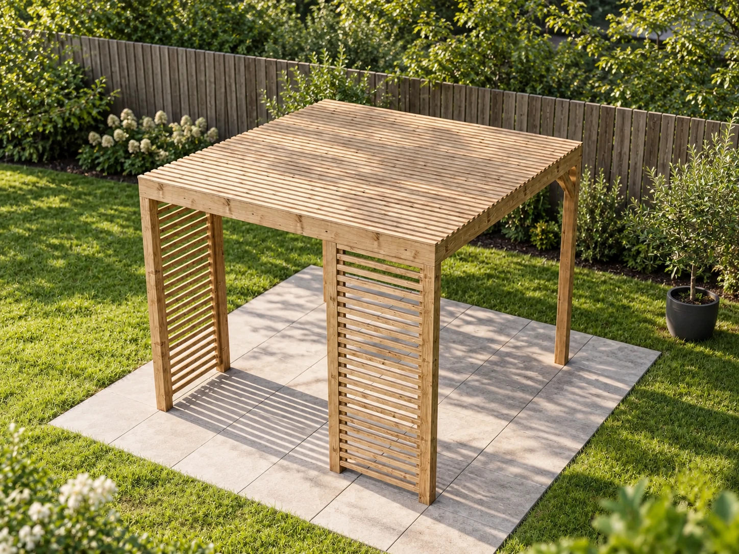 Pergola 3 × 3 med vegger