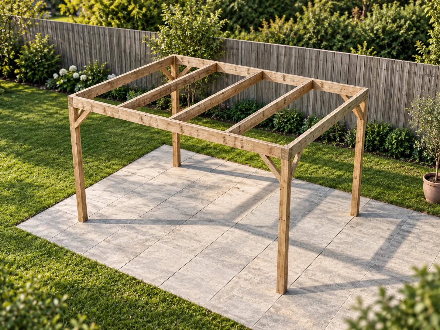 Pergola med innfelte overliggere